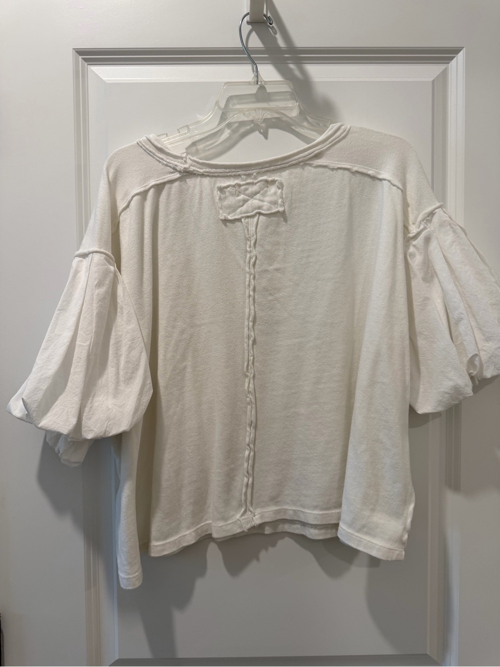 Free people we the free Women's Cream Puff-Sleeve Cotton Top - Cream - Picture 5 of 6
